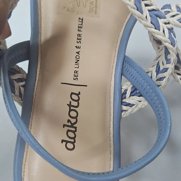 Dakota Y6791 rasteira pedraria sandal Blue Leather Sandals Size 7 - Picture 2 of 8